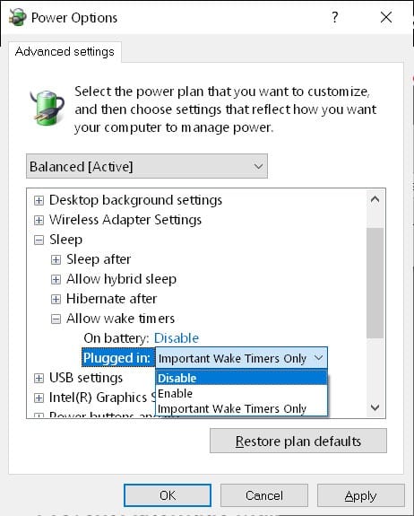 power options Why Does My Computer Keep Waking From Sleep Mode