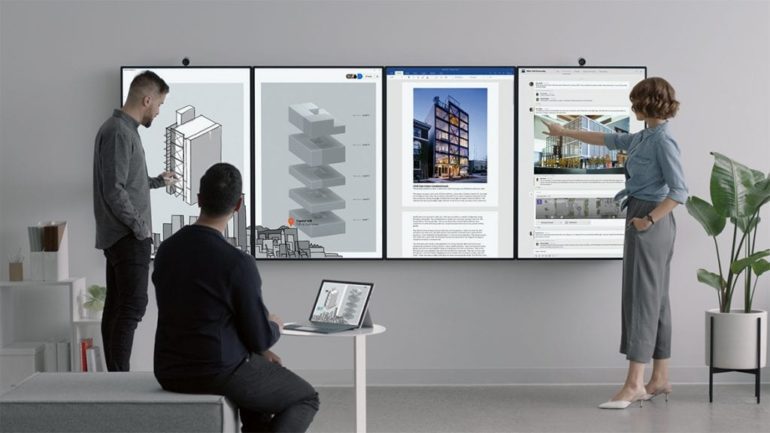 business presentation with Surface Hub 2