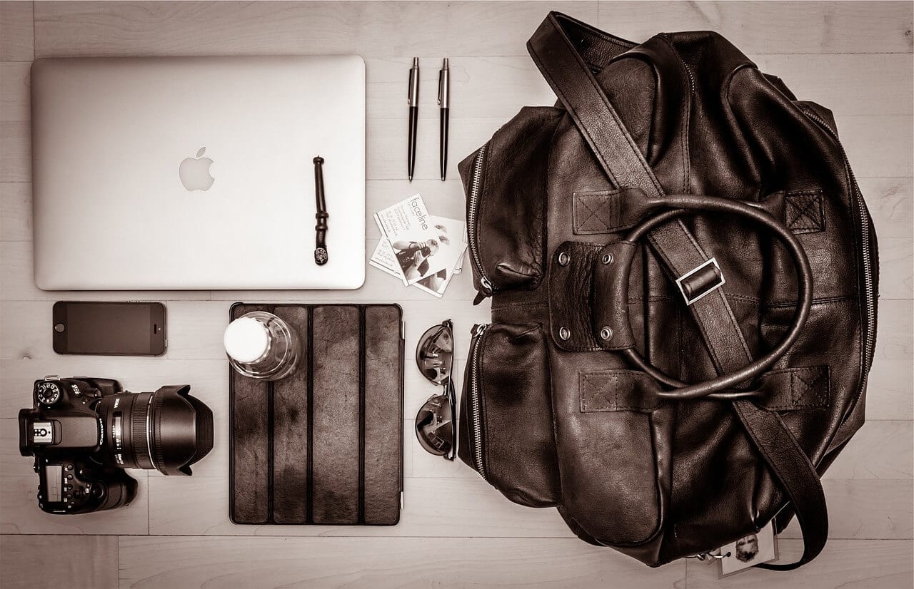 Different gadgets and a tech-friendly bag