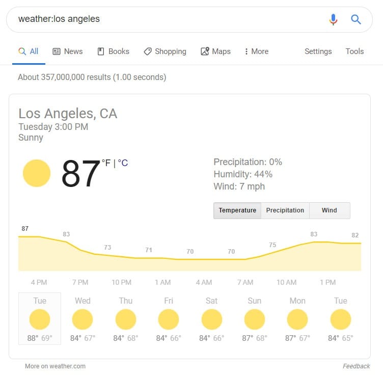 Google search weather
