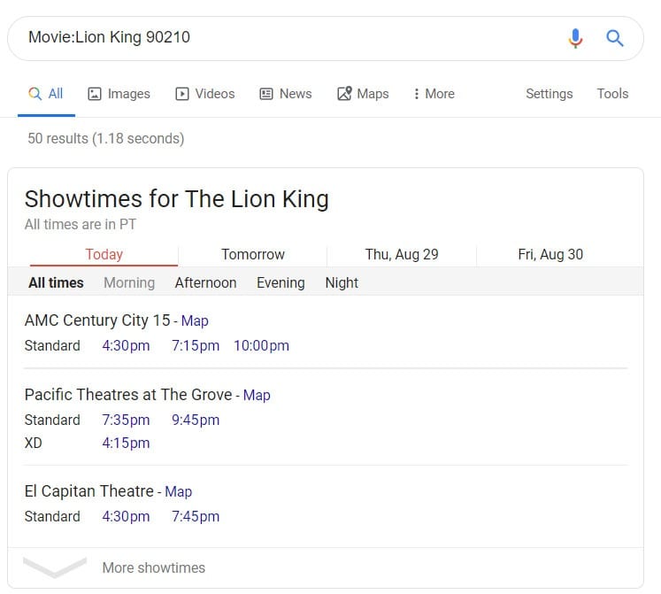 Google search tips movie