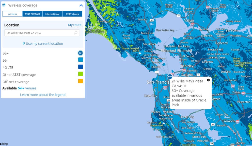 at&t coverage map san fran