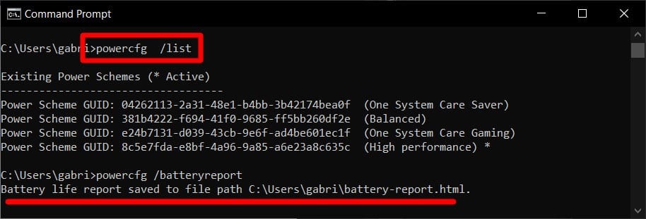 command prompt powercfg