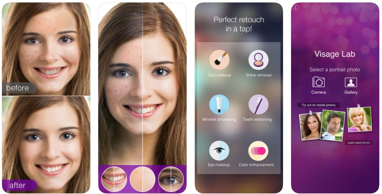 Visage photo editing app features