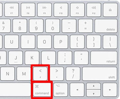 Mac keyboard shortcut Command + comma preferences