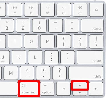 Mac keyboard shortcut Command + up arrow containing folder