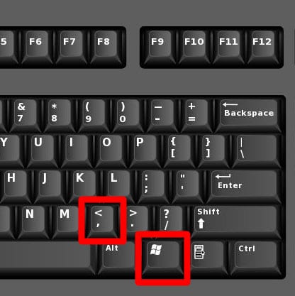 Windows Keyboard shortcut windows + comma desktop peek