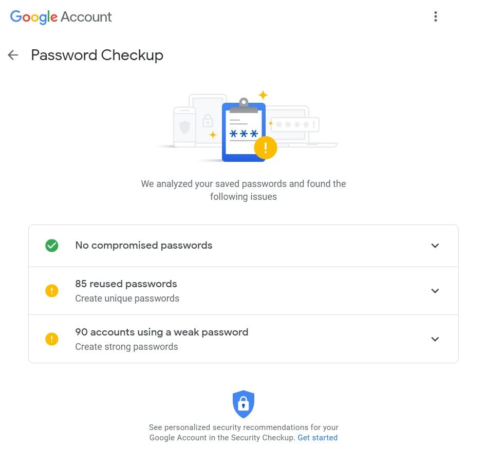 how to use chrome Password Checkup