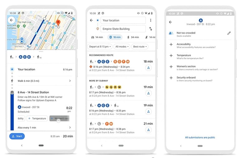 Better Transit Features google maps update