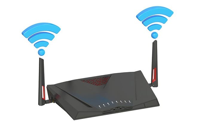 home office is the WiFi router
