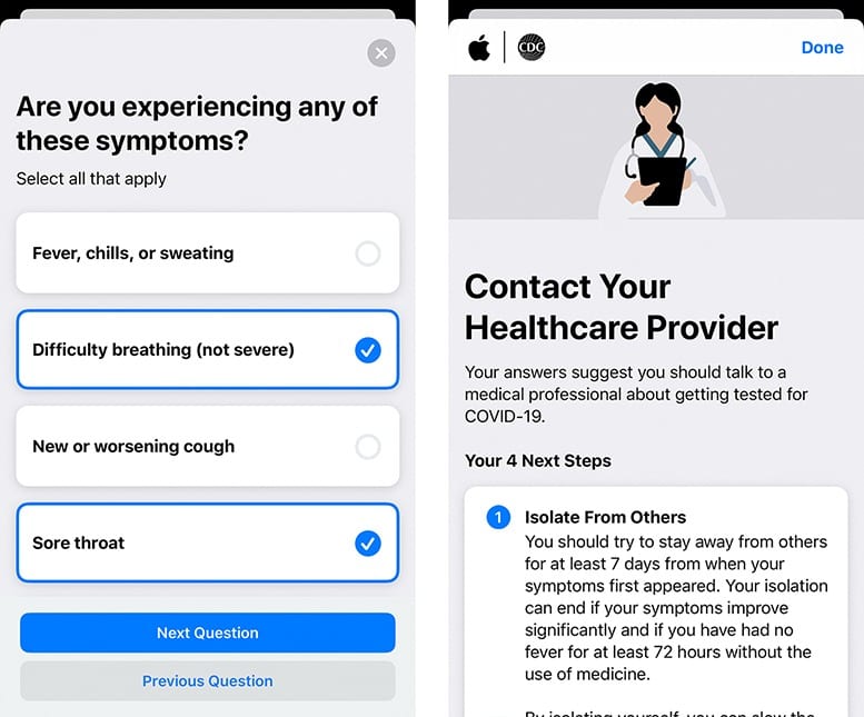 apple covid screening