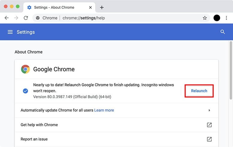 Update Chrome to the Latest Version speed