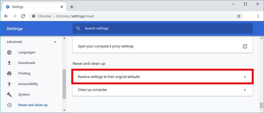 how to Reset Chrome to Default Settings