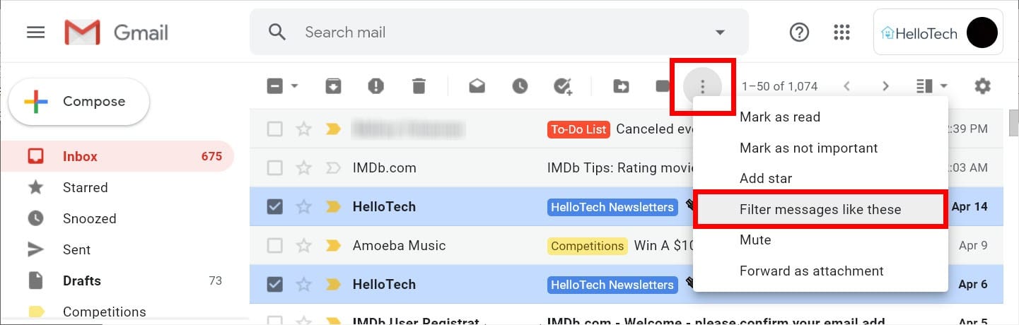 gmail filter messages like this