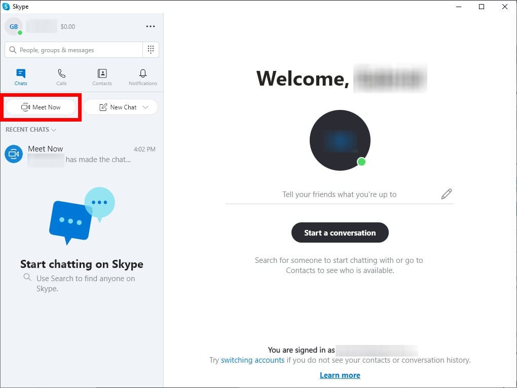 meet now skype app