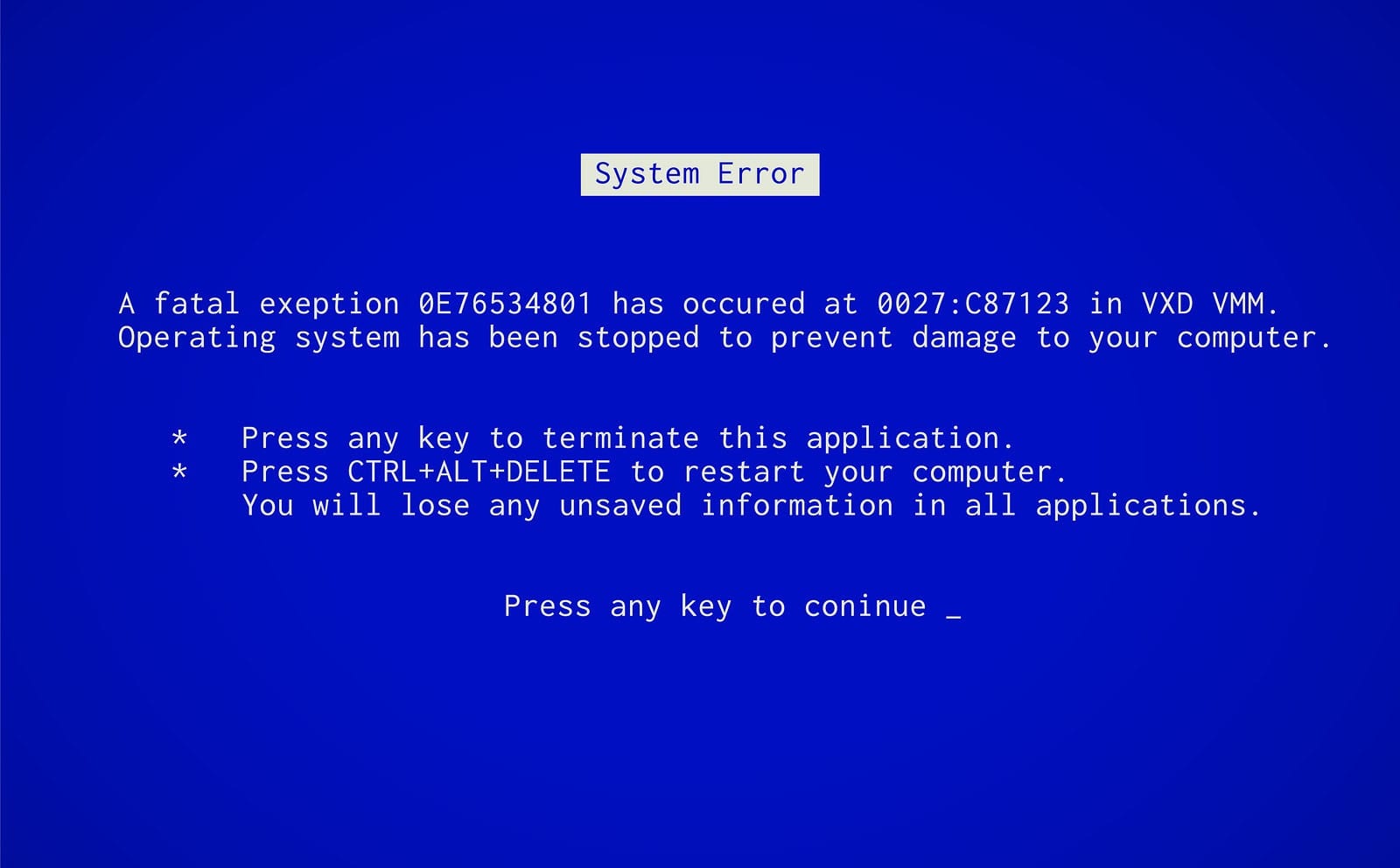 Blue screen of death computer virus