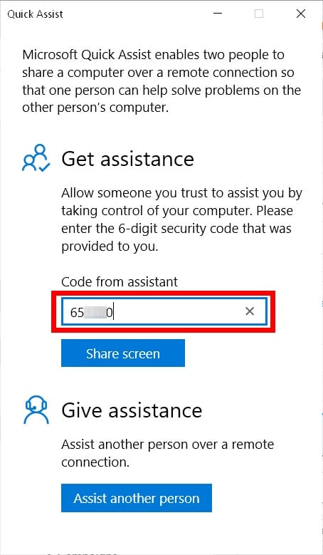 windows 10 quick assist