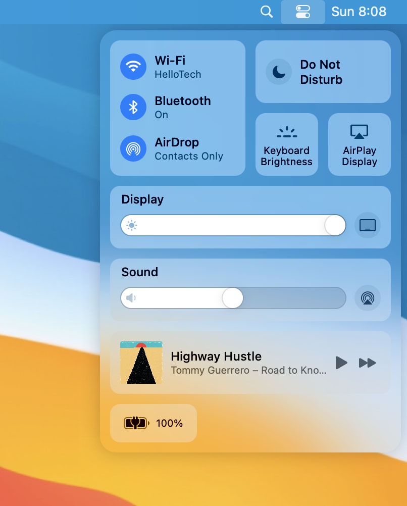 macos 11 control center