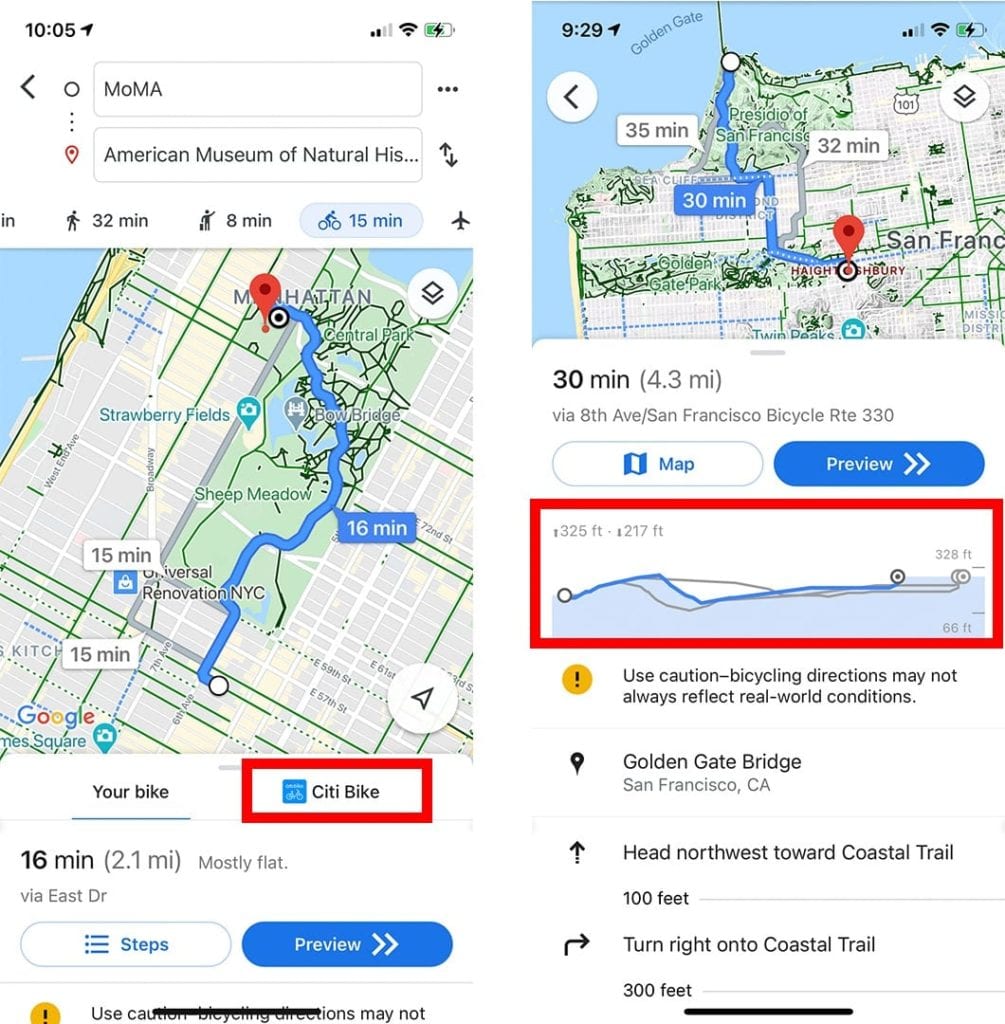 google maps updates for bikes