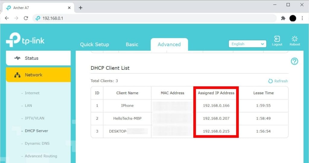 router interface dhcp server