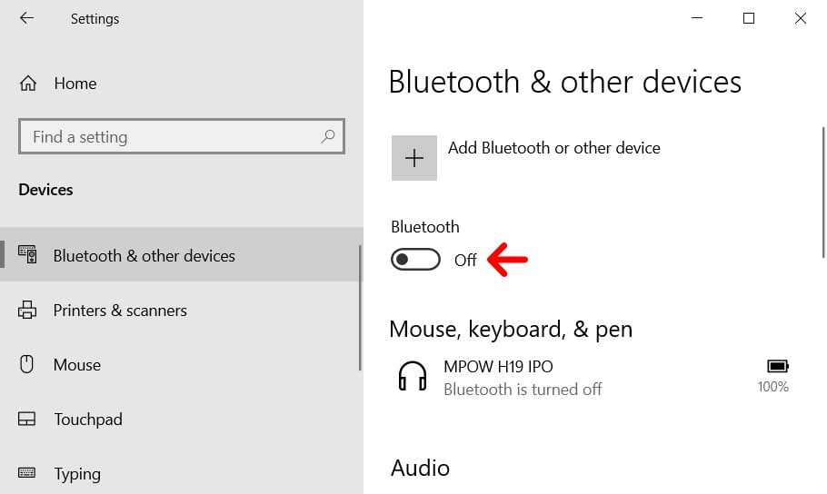 How to turn off bluetooth when wifi is not working