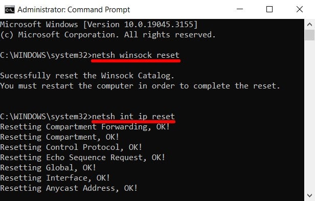 how to reset Netsh Winsock