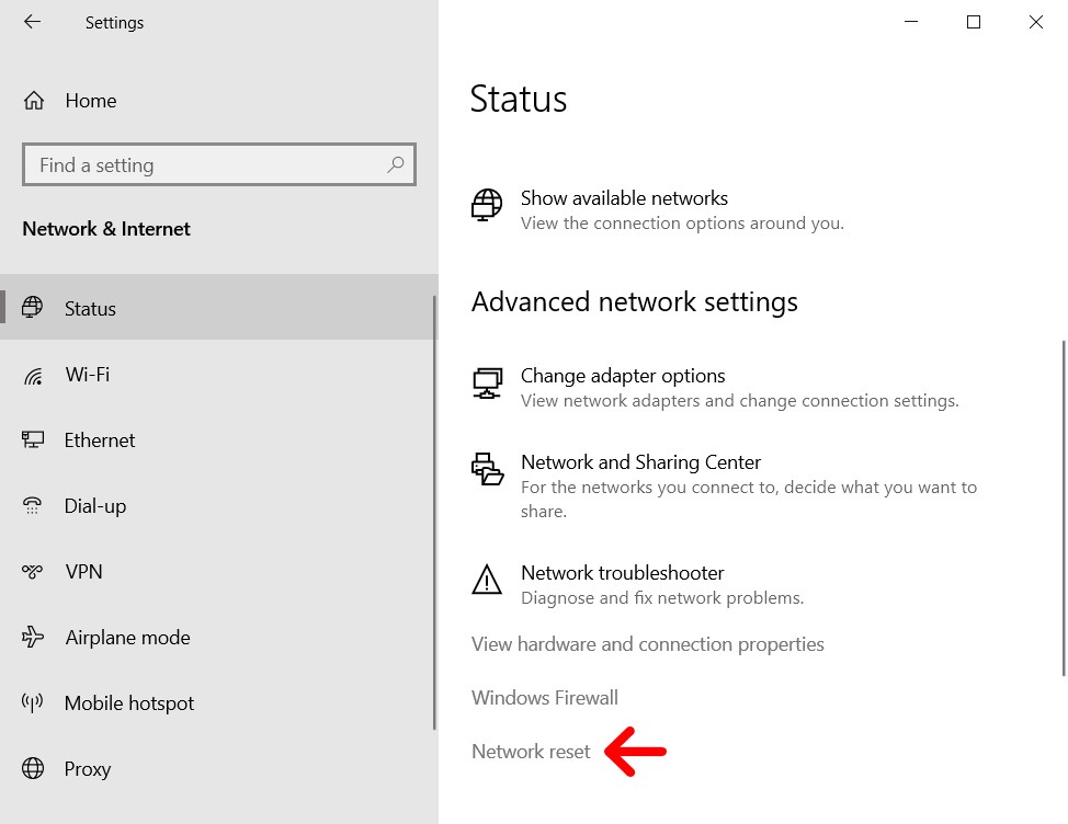 how to reset wifi network windows 10