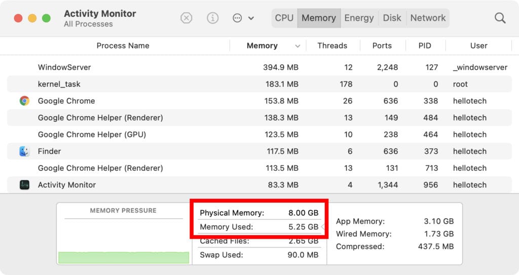 how much memory do you ahve on a mac computer