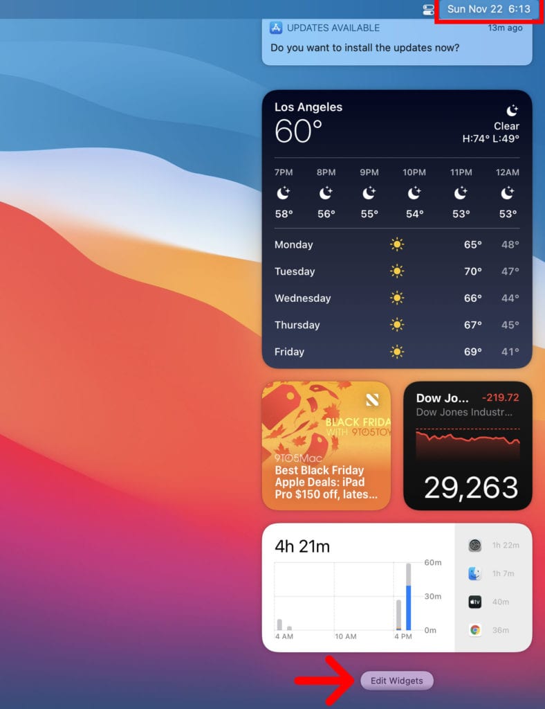how to add widgets to control center in macos big sur