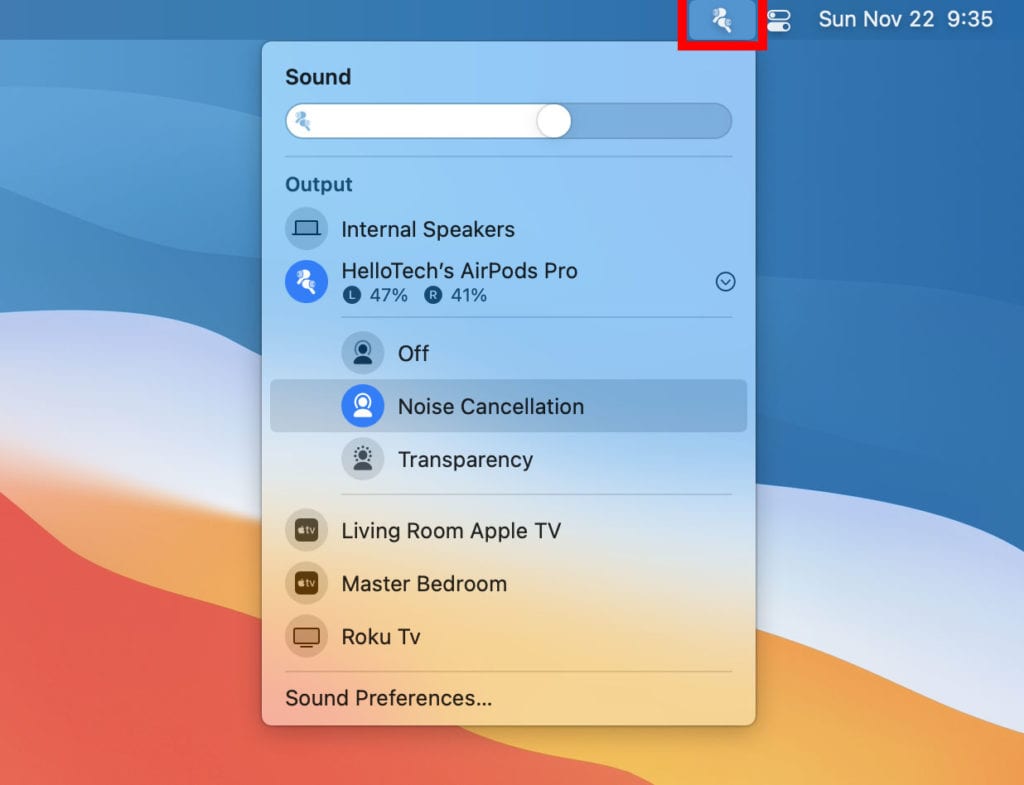 how to use noise cancellation on macos big sur