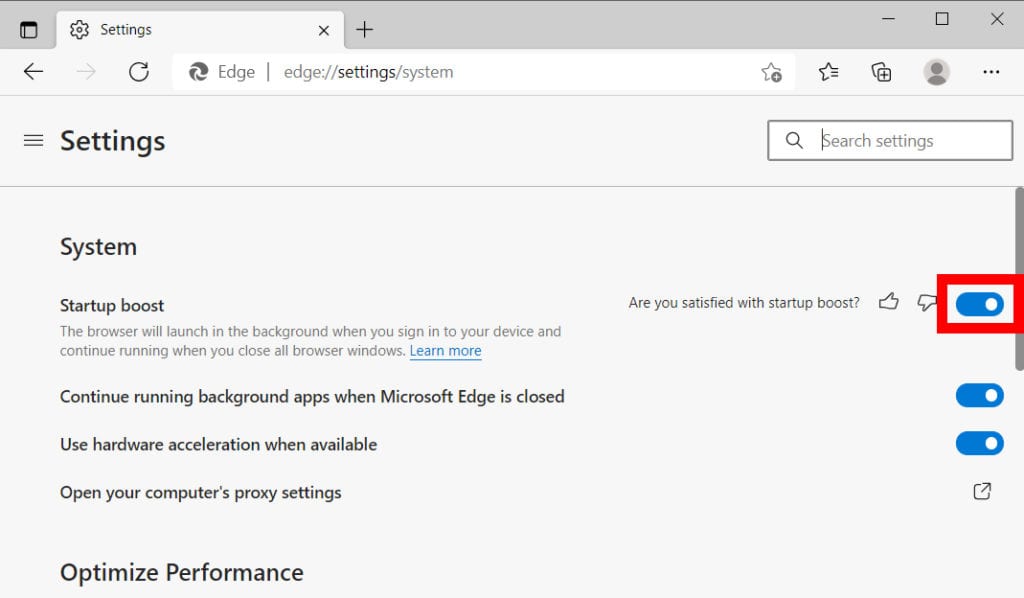 edge update startup boost