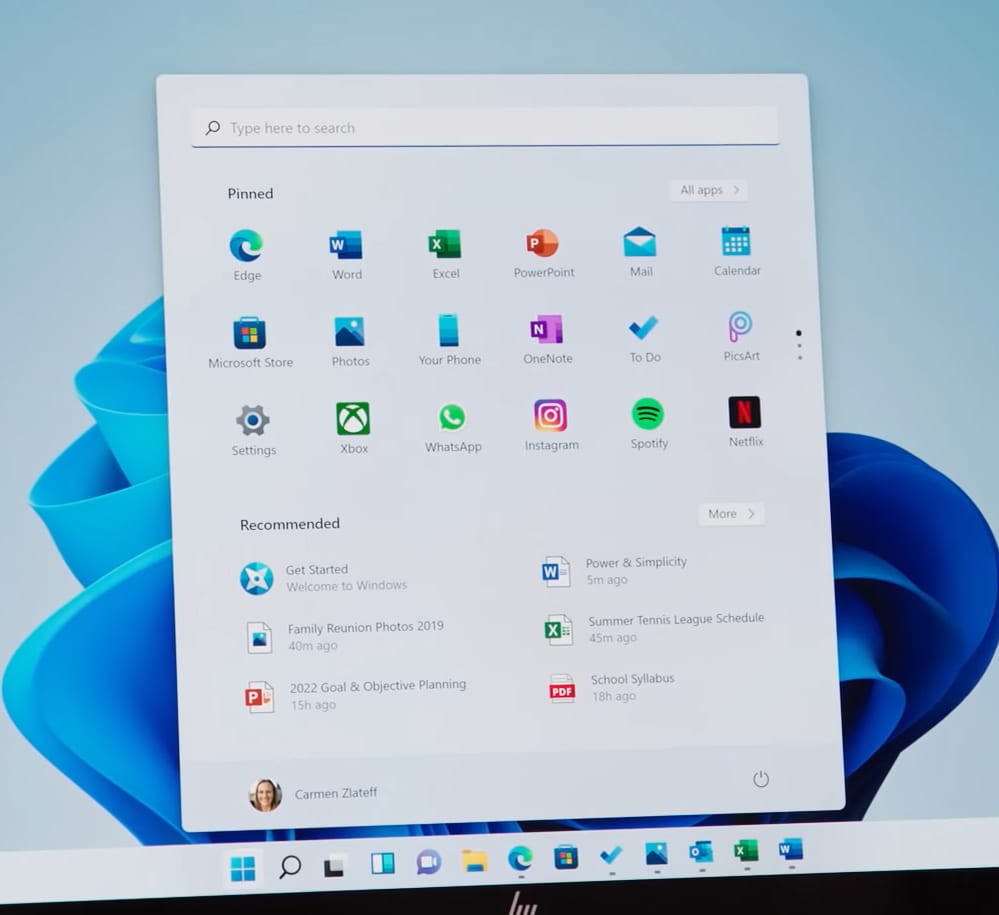 windows 11 start menu zoomed