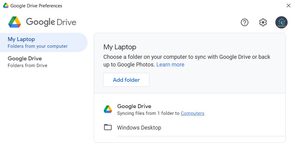 google drive desktop add folder
