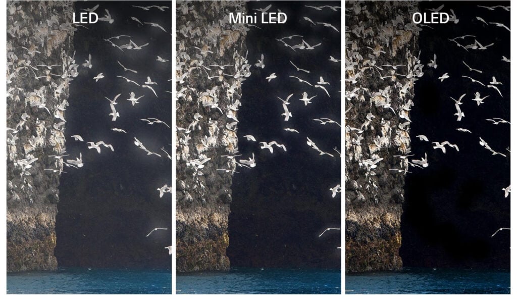 Contrast LED vs QLED vs OLED