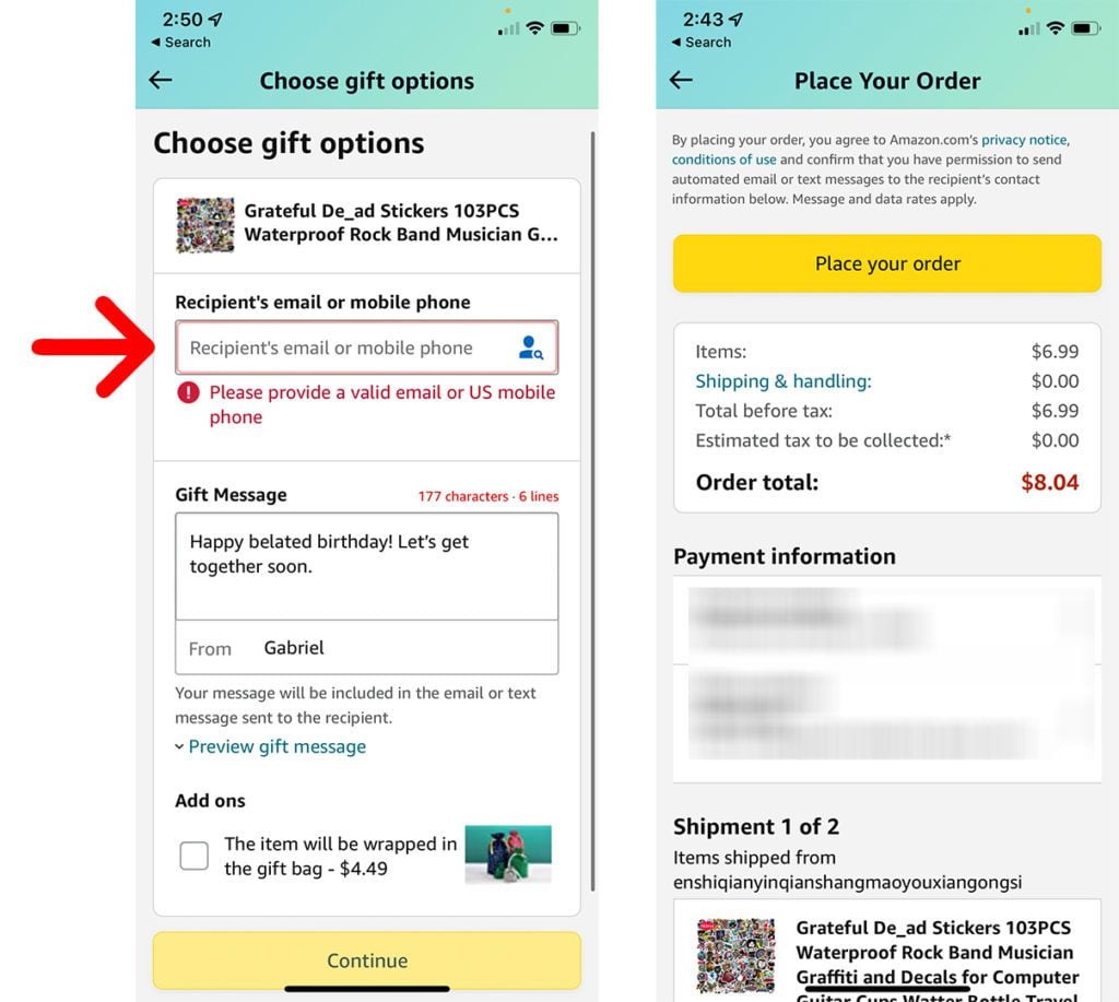 How to Send a Gift on Amazon with a Phone Number or Email Address 2