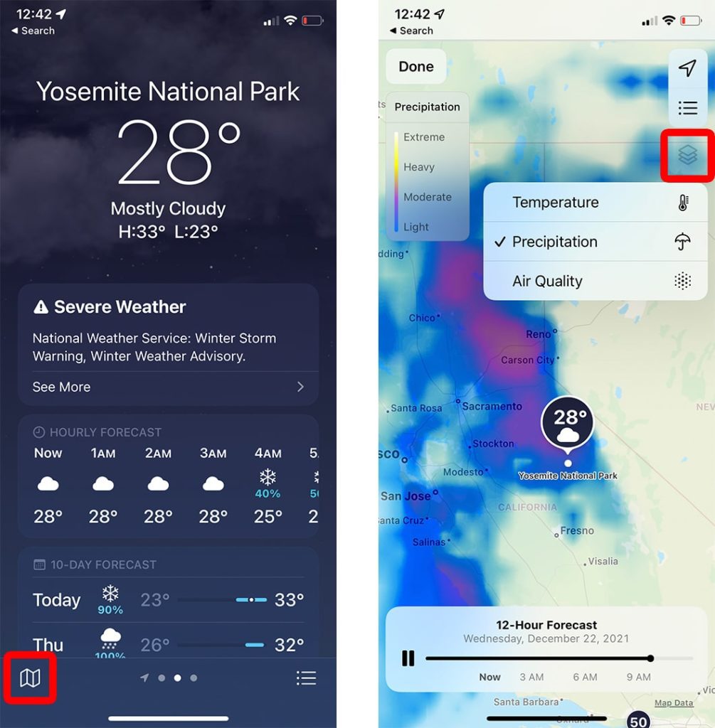 weather app hidden features ios 15 min