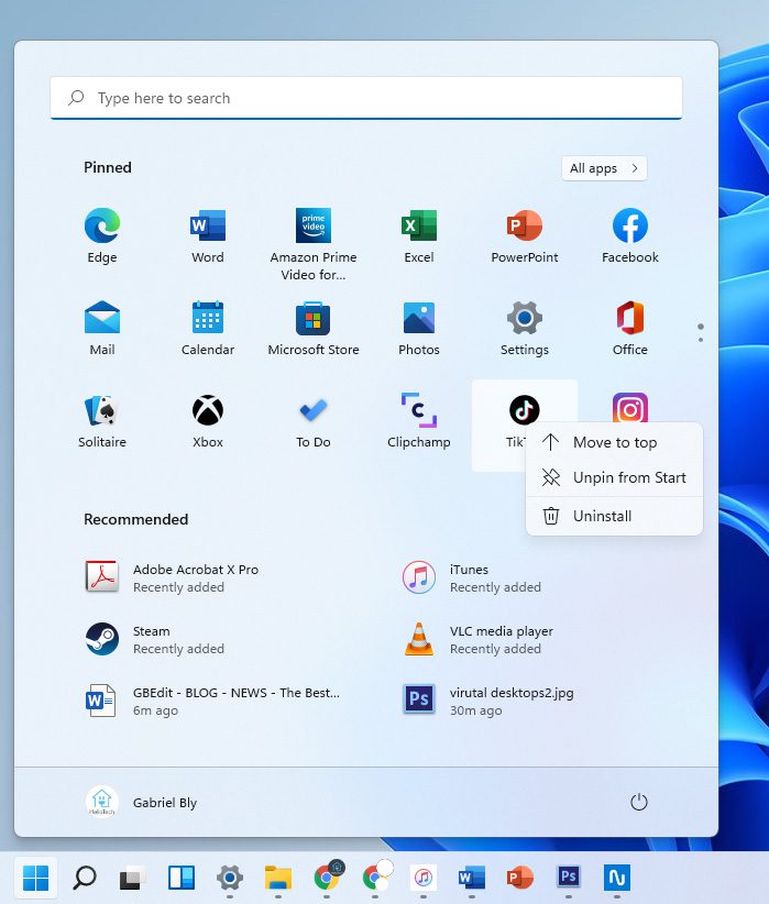Windows 11 start menu add
