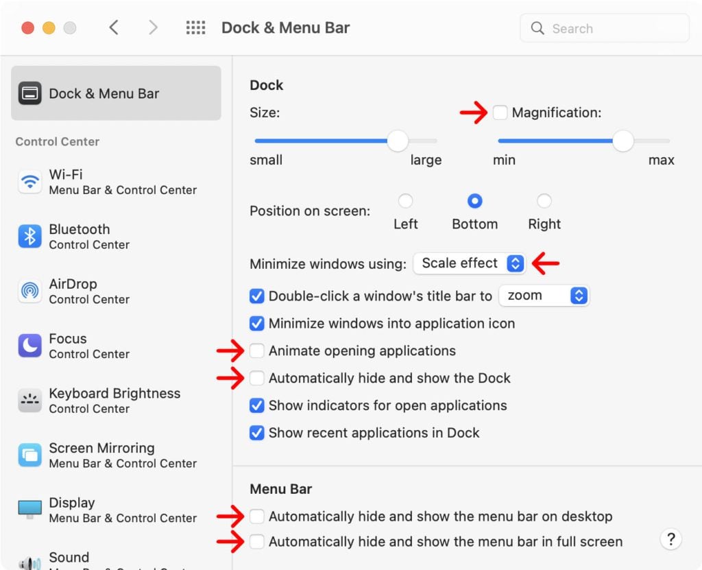 how to turn off visual effects mac