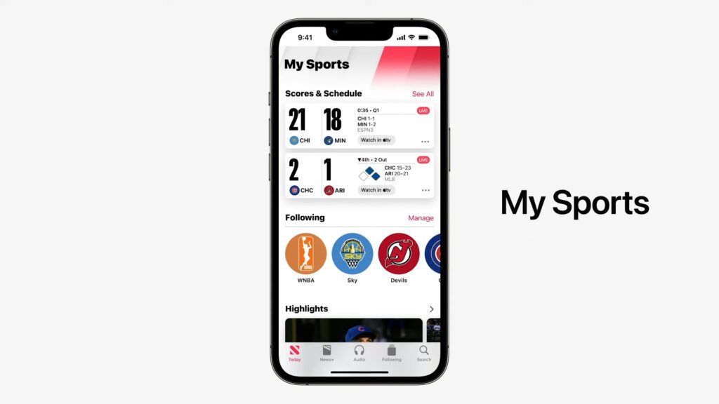 my sports ios 16