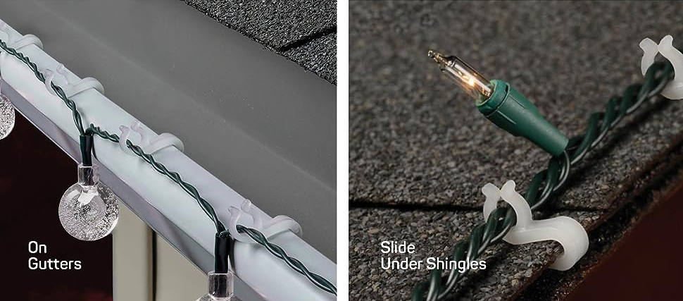 how to hang christmas lights plastic clips gutters and shingles