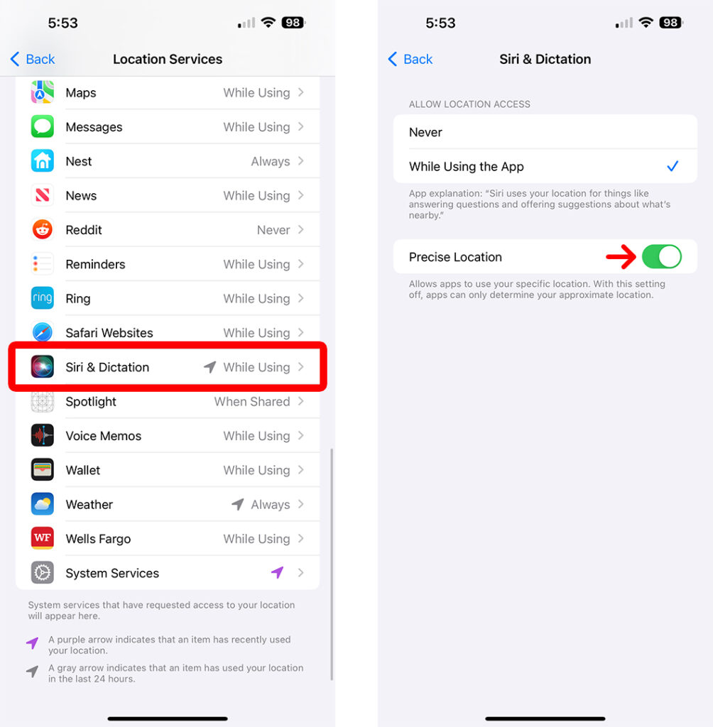 how to turn on location services when siri not working on iPhone 2