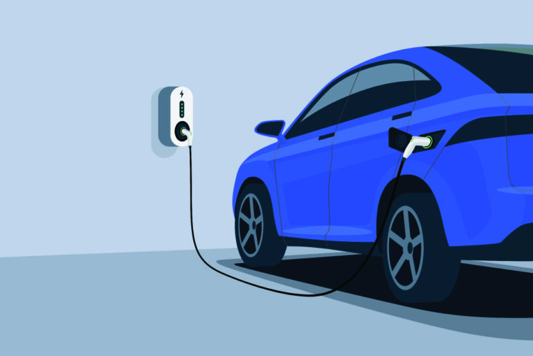 What Is a Level 2 EV Charger? Electric Car Charging at Underground Garage on with Wall Box Cha