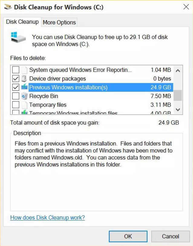 how to delete windows old folder previous windows installations