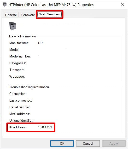 how to find printer ip address

