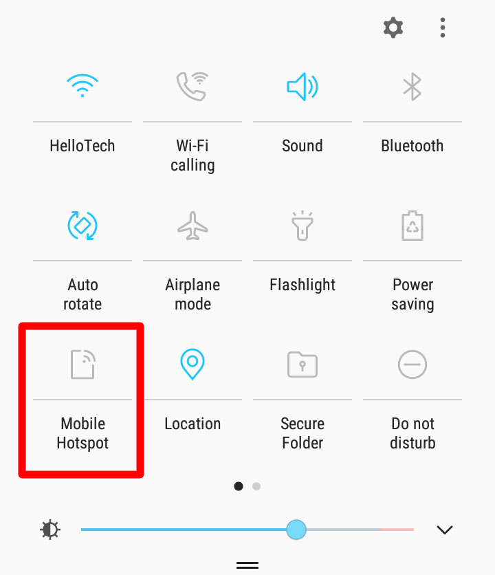 Mobile Hotspot from the quick access menu