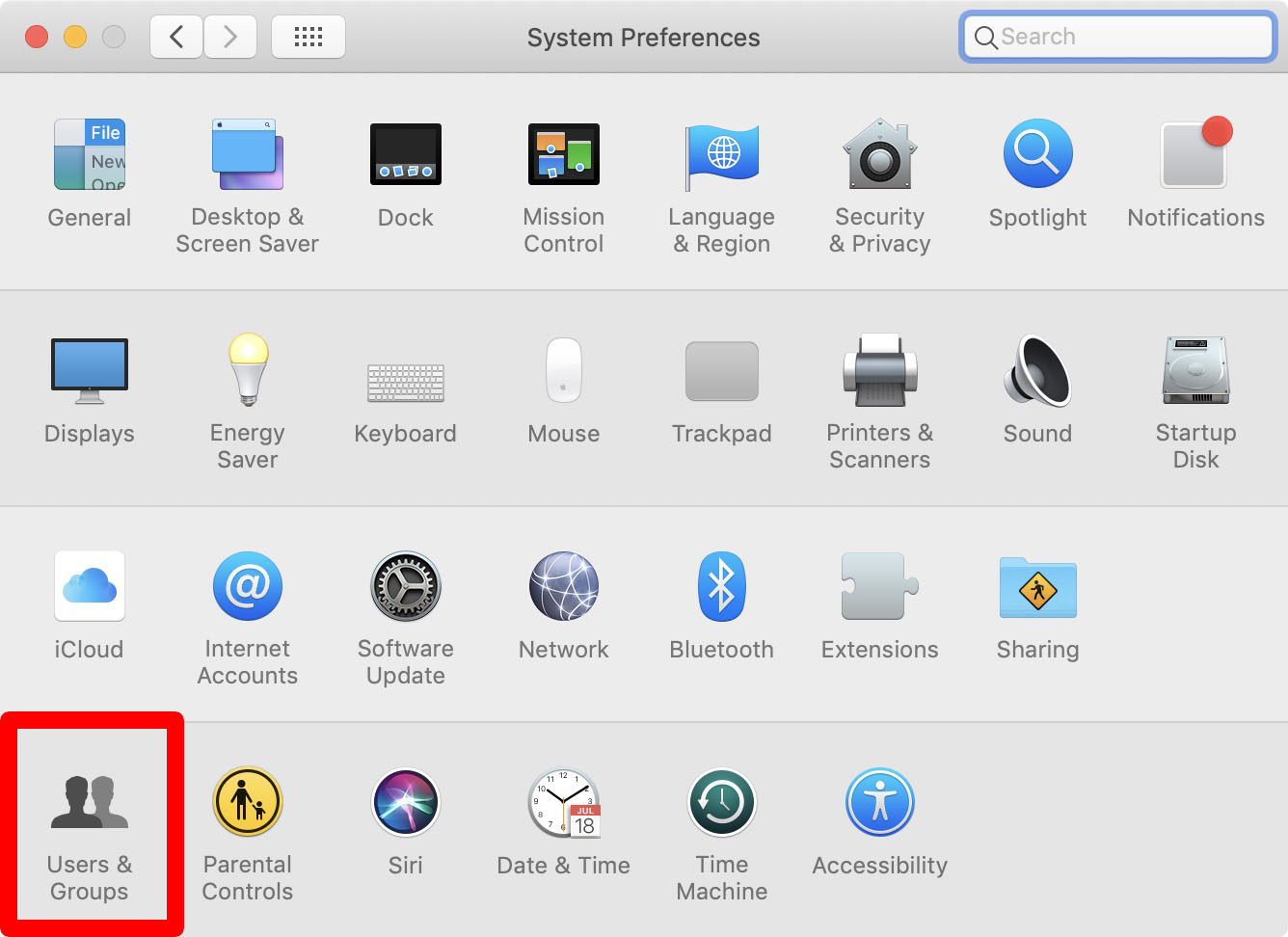 mac system preferences users and groups