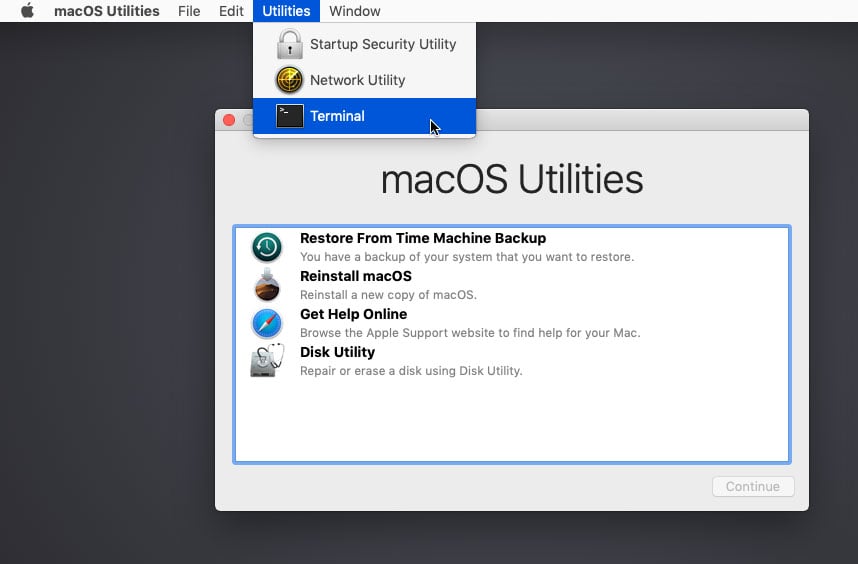 macos recovery mode terminal