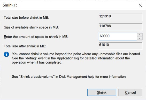 shrink size