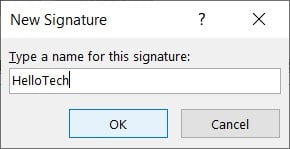 signature name outlook