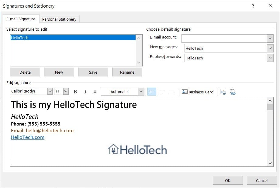 how to add an email signature attachment in outlook